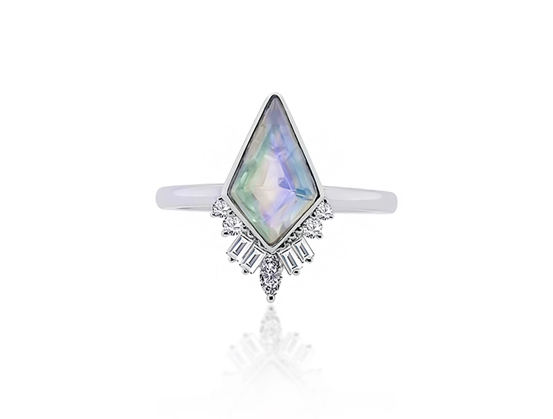 'Naya' Moonstone Kite Cut Gold Engagement Ring