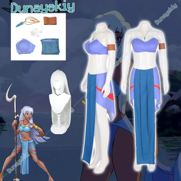 Anime Movie Atlantis Cosplay Halloween Princess Kida Costume Blue Dress Suits Girls Carnival Fancy Sexy Lolita Long Wigs Party - AliExpress 