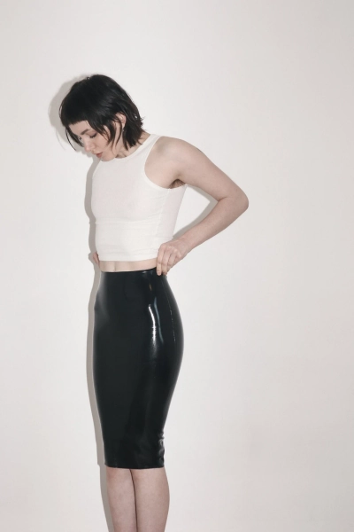 Custom Made Latex Rubber High Waist Midi Hobble Skirt knee Length - Etsy