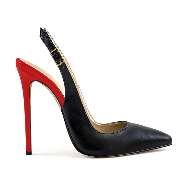 Décolleté slingback pelle nera/ rossa 