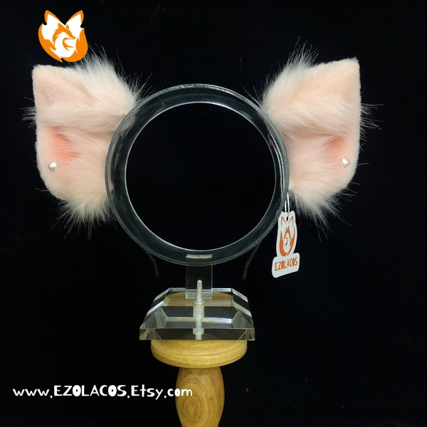 Cute Pink Pig Ears Headband with the Heart Shape Pearl,Plush Pig Ears Cosplay,Lolita Cosplay Anime Ears Headband,Cartoon Pig Ears