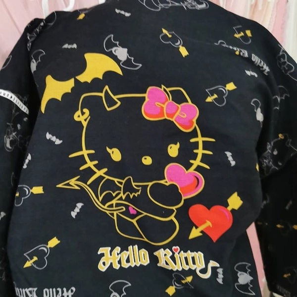Sanrio Hello Kitty Devil Top Shorts Emo Goth Punk Yukata Jinbei Happi Y2K Kawaii