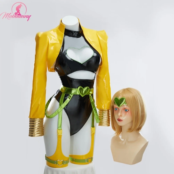 MOBBUNNY Dio Derivative Cosplay Women Sexy Lingerie Suit Heart Cutout Bodysuit with Short Jacket and Belt - AliExpress