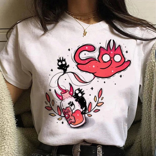 White Goth Cat Themed T-Shirts - 21920 / S