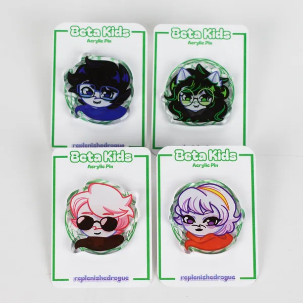 Homestuck - Beta Kids God Tier - Epoxy Front Acrylic Pins - 1.5”