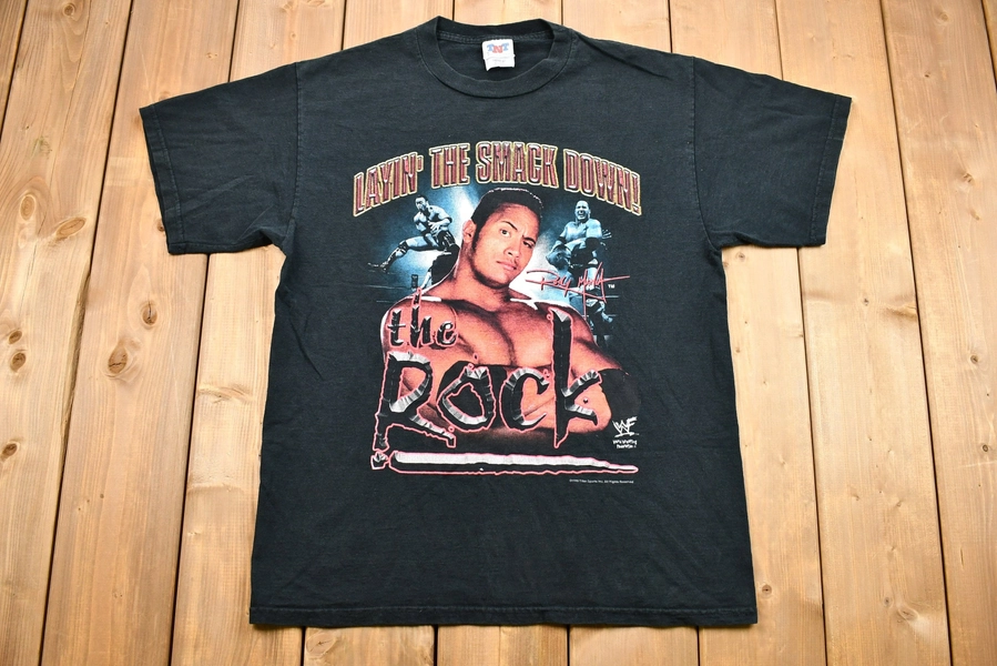 Vintage 1998 The Rock Graphic T-Shirt / Layin' The Smack Down / 90s Streetwear /  / Pro Wrestling Tee