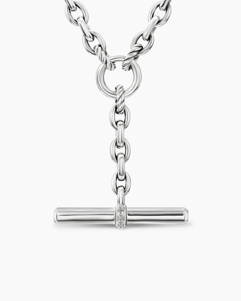 DY Mercer® Petite Toggle Chain Necklace in Sterling Silver with Diamonds, 4.5mm