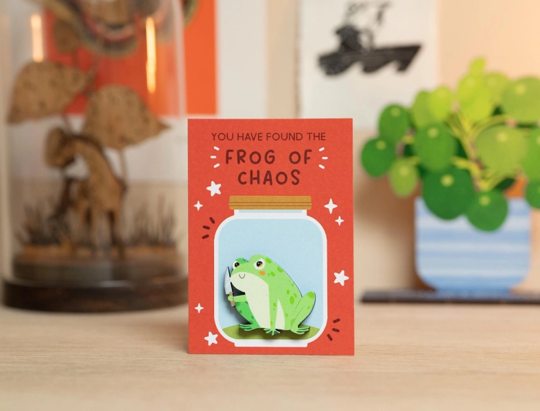 Frog of Chaos Pin or Magnet - Birthday Gift - Frogs Animal Funny Badge Brooch - Cheer Up Just Because Letterbox Gift Positivity Cottagecore