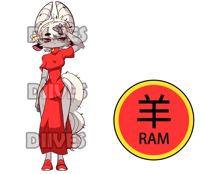Qingjiu Ram Zodiac Standee by Diives solo comm
