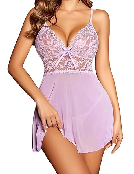 Lingerie Lace Babydoll Strap Chemise Halter Teddy V Neck Sleepwear