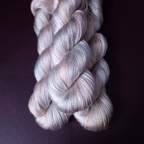 Marshmallow Cloud, hand dyed yarn, fingering or DK weight shiny tencel, hand painted super soft bamboo yarn, gradient yarn, variegated yarn