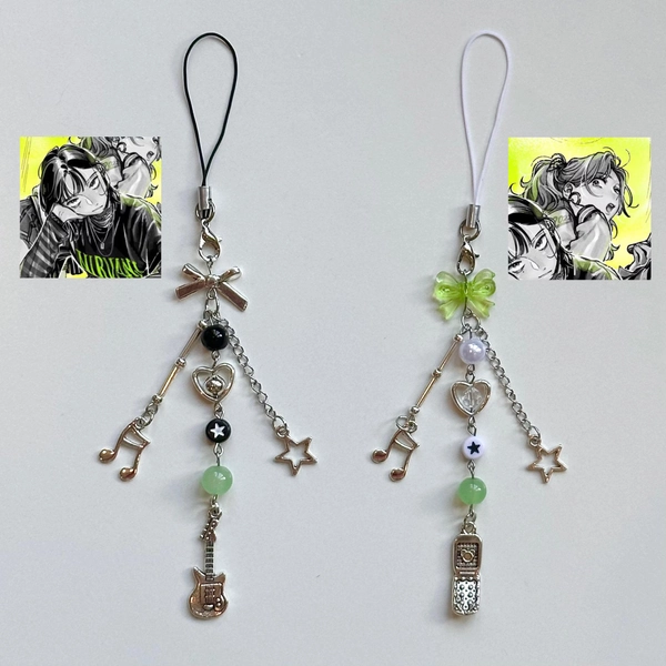 Matching tgswiiwagaa Keychains, Cyber Rockstar Phone Charms, Y2K Dainty Aesthetic, Simple Green Handmade Beaded Accessory, Gifts for Her