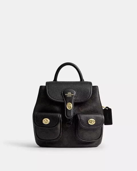 Gold/Walnut/Black Hadley Backpack In Signature Canvas