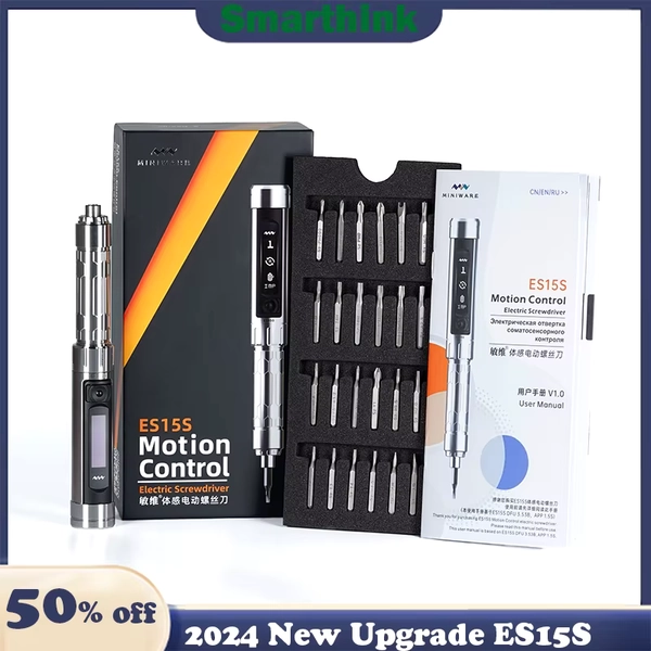 MINIWARE ES15S intelligent Motion Control Electric Screwdriver USB Chargeable Cordless Screwdriver 24pcs 4mm Bit Set LED lights - AliExpress 1420