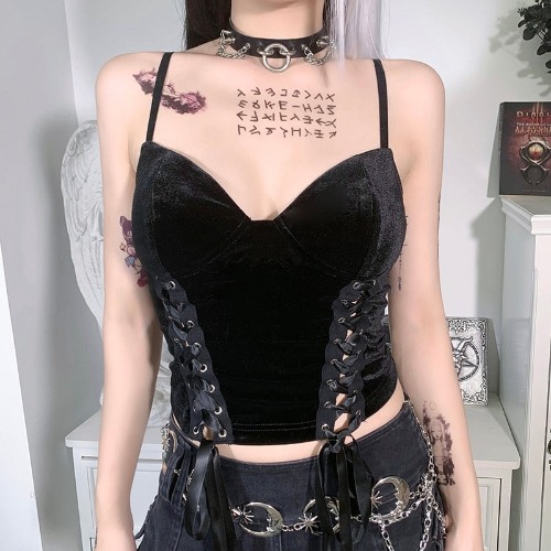 'Carnage' Black Alt Goth Top - Black / M