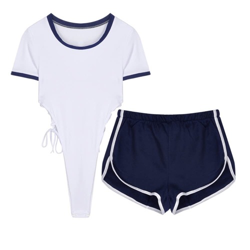 Japanischer Stil dva Cosplay Bodysuit Damen Sexy Einteiler Unterwäsche - Weiss/Opulenter Garten