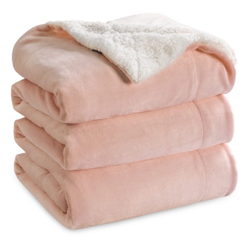 Bedsure Sherpa Fleece Bedspread 220 x 240 cm Rosa
