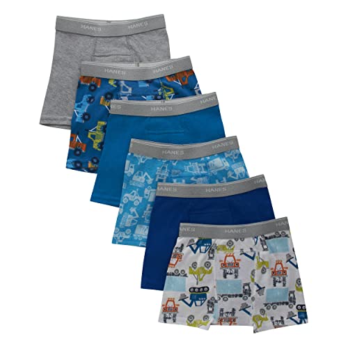 Hanes Boys' Potty Trainer Underwear, Boxer Briefs Available, 6-Pack - 2-3T - Boxer Briefs - Blue/Gray Assorted - 6 Pack - 6