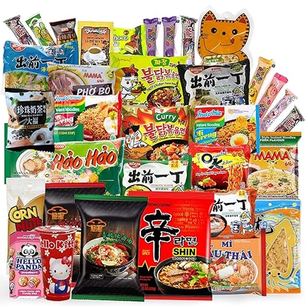 INFINITEESHOP Asian Instant Ramen Variety Pack with Sardines & Free Snacks | 12 Pack Assorted | Student Care Package