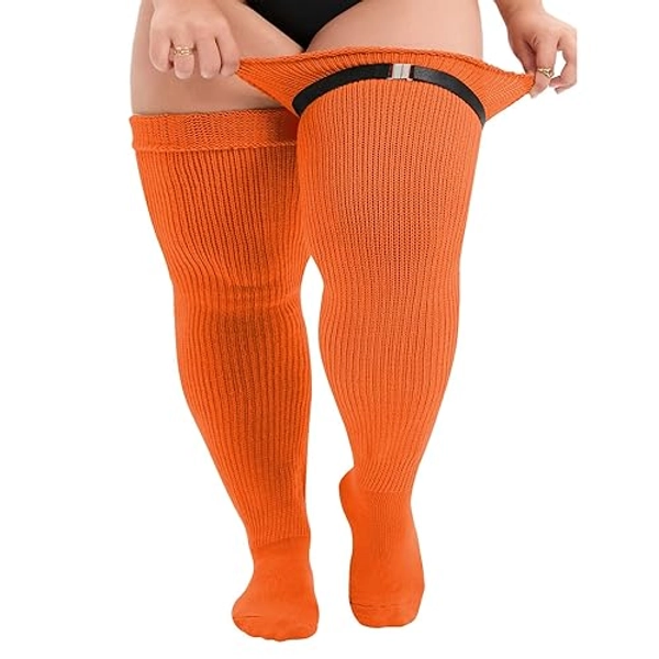 Orange Thigh High Stockings for Women