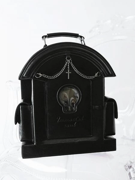 [$74.00]Black Gothic Tombstone-shaped Ita Backpack