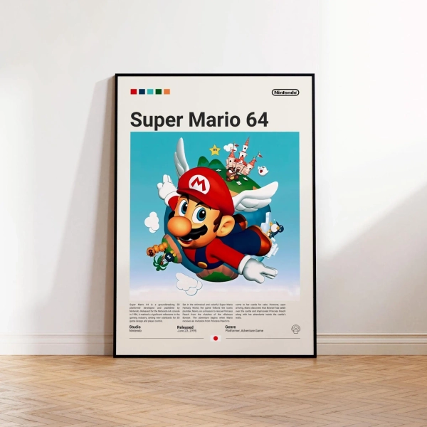 Super Mario 64 Poster, Gaming Room Poster, Super Mario 64 Fan Gift, Gaming Print Poster, Gamer Gift, Video Games Poster, Gaming Art Decor