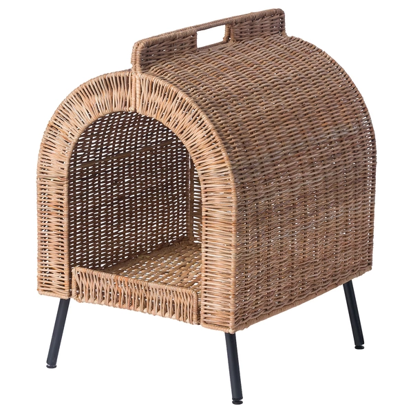 UTSÅDD Cat house on legs - rattan
