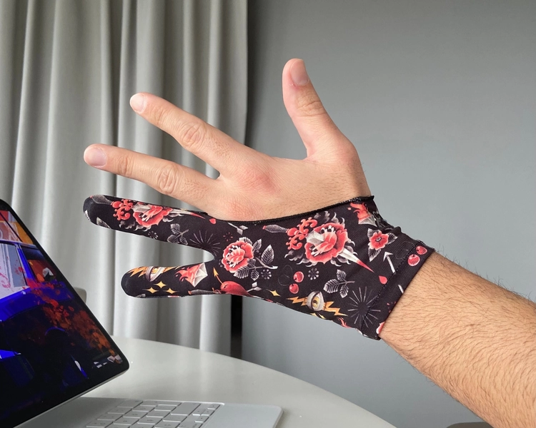 Rebel Lover Old School Style Tattoo l Digital Artist Glove iPad Glove l Drawing Glove l Graphic Designer Glove l Two Fingers Designer Glove