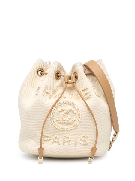2019 Canvas Deauville Pearl Drawstring bucket bag