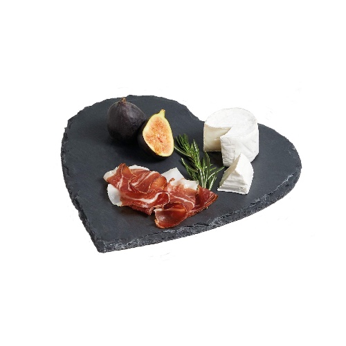 Artesà Heart-Shaped Slate Serving Platter, Hand-Finished Serveware Centrepiece - 25 cm (10") Grey