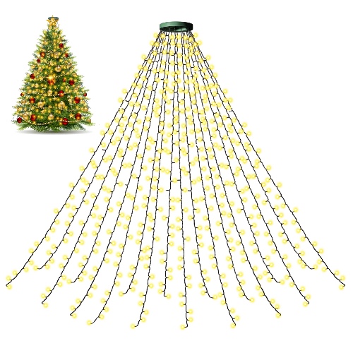 Christmas Tree Lights,400 LED Outdoor Cluster Christmas Lights 2m*16 Strands Warm White Fairy Lights Plug in Waterproof with Memory and 8 Lighting Modes Xmas Lights for Indoor Outdoor Decoration