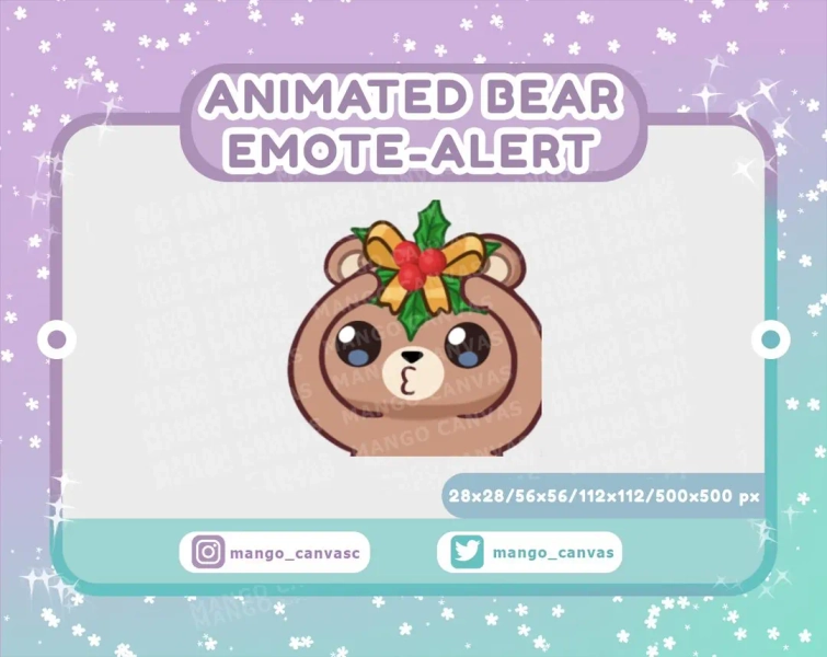 Animated Bear Christmas Mistletoe Emote