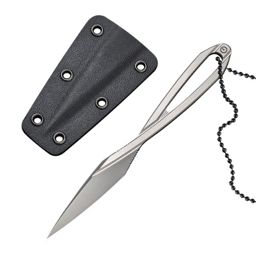 CIVIVI D-Art Neck Knife, Ostap Hel D2 Fixed Blade with a Kydex Sheath and a chain, Utility Knife Box Cutter for Cartons Cardboard Boxes C21001-1 - Silver