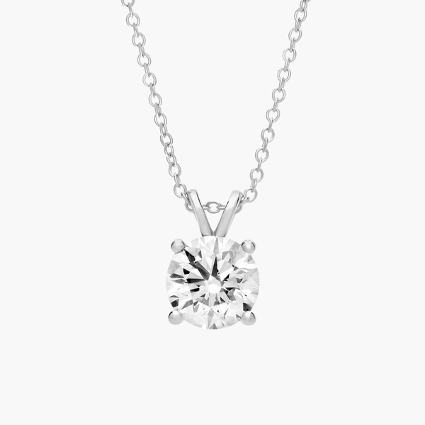 Lab-Grown Diamond Solitaire Pendant In 14K White Gold 