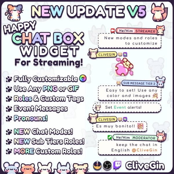 Happy Chat Box Widget for Twitch, Fully Customizable With Your Own Images, Roles, Chatbox for Twitch Customizable StreamElements Widget OBS