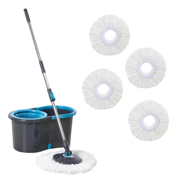 ✨Trapeador Giratorio Cubeta Fácil Mop +4 Repuesto Microfibra✨