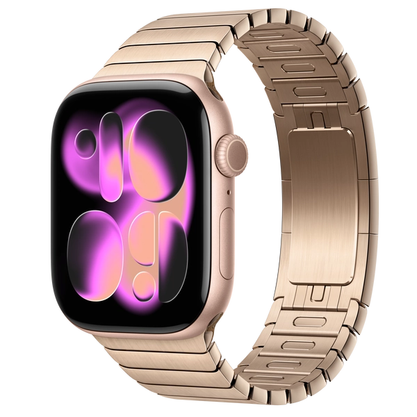 Apple Watch Series 11 GPS + Cellular, 46mm Rose Gold Aluminum Case with Gold Link Bracelet