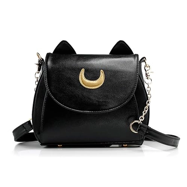 OCT17 Moon Luna Design Purse Kitty Cat satchel shoulder bag Designer Women Handbag Tote PU Leather Sailer Style