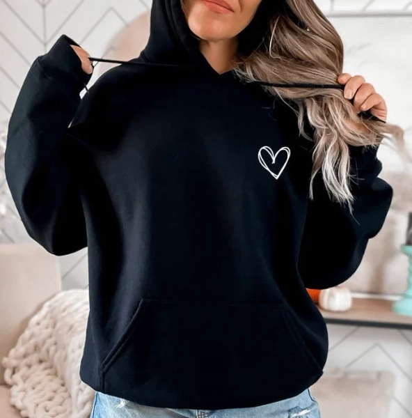 Heart Outline Hoodie, Cute Design, Unisex Sweater, Pullover Jumper, Heart Outline Sweatshirt