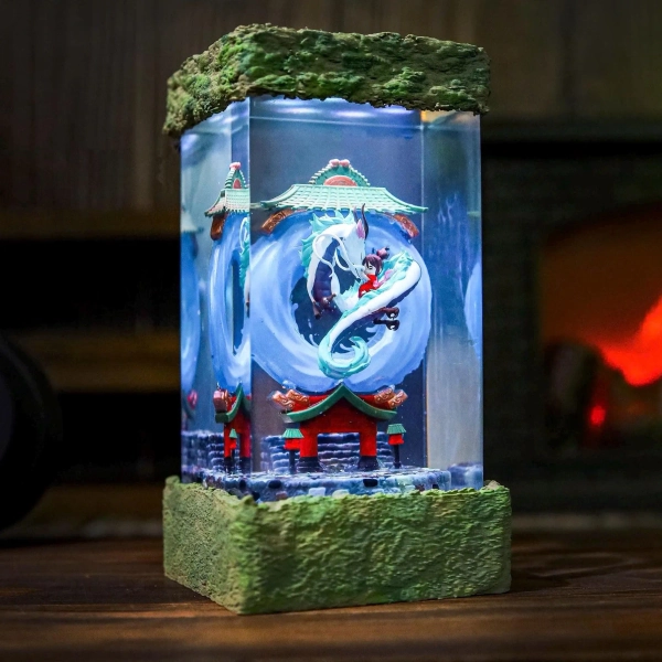 Mystery Dragon Night light Cute Anime Resin Lamp, Cute Epoxy Lamp, Anime resin wood lamp, epoxy table lamps, Christmas Gifts For her