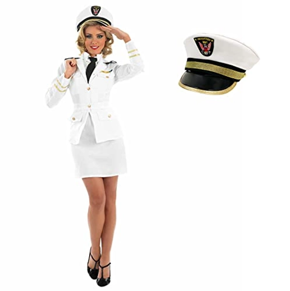 Fun Shack Navy Womens Costumes Sailor Naval Captain Halloween Costumes for Women Adult - Available in Sizes S, M, L, XL, XXL