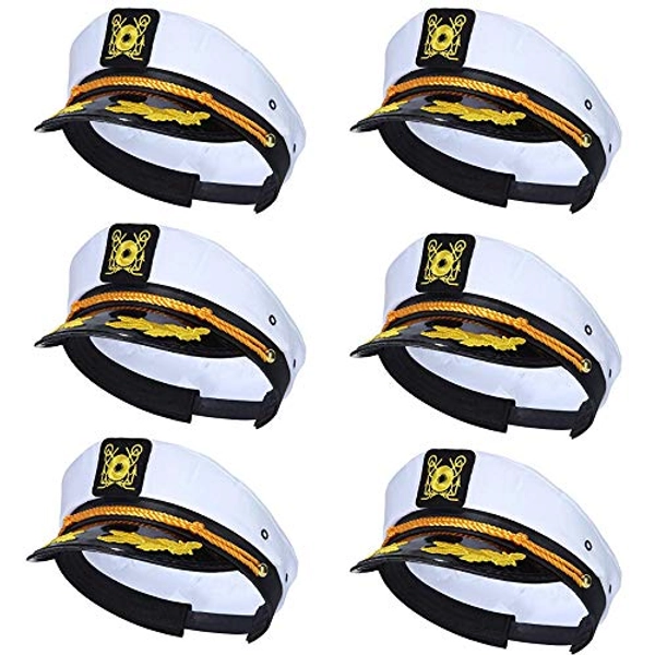 dodowin Captain Hat Sailor Hat for Women Men, Boating Captain Hat for Party for Decoration White
