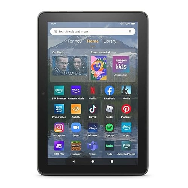 Amazon Fire HD 8 Plus tablet, 8” HD Display, 32 GB, 30% faster processor, 3GB RAM, wireless charging, (2022 release), Gray