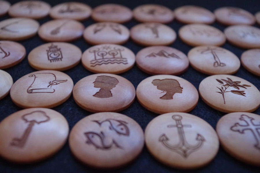 Lenormand Fortune Telling Wooden Coins, Wood Divination Oracle,Lenormand Oracles, Intuitive Casting Charms, Pocket Oracle Divination Set
