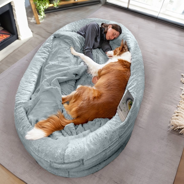 Human Dog Bed - Groot Zitzakbed voor Volwassenen - Hondenbed Voor Mensen - Hondenbed Voor Mensen - Hondenmand Groot XXL - Perfect voor Ontspanning, Lezen en Chillen - Blauw - 122x183x28 cm