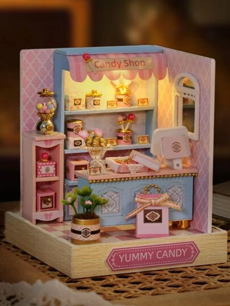 1 set Kit DIY de miniaturas de tienda en miniatura para decoración de habitación de casa de muñecas, regalo de invierno