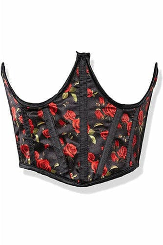 Lavish Red Roses Satin Open Cup Waist Cincher - Large / As Shown
