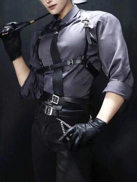 1pc Men's Personalized COSER HARNESS BELT, Anime Character Cosplay Suspenders, Gothic Fashion Waist Belt, Suitable For Costume Performance And Festival Gifts Halloween Accessories, Halloween Costumes Autumn-Winter Accessories Halloween Costume,Suitable For Teens, Youth,Men,Casual, Outdoor, Athletic, Vacation, Graduation Gifts, Birthday, Daily Wear