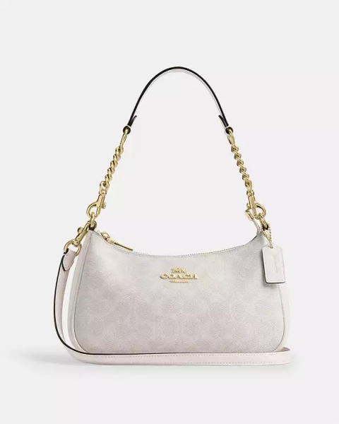 Gold/White/Chalk Teri Shoulder Bag In Signature Canvas