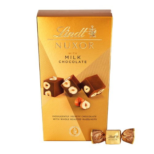 Lindt Nuxor Rich Gianduja Milk Chocolate Ganache With Whole Roasted Hazelnuts Box, 165g - Sharing Box - For Him or Her on Valentines Day - Milk Chocolate Nuxor 165 g (Pack of 1)